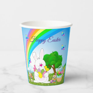 Happy Easter Bunny Coloured Eggs Cute Paper Cups
