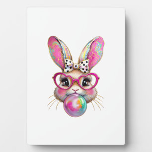 Happy Easter Bunny Coquette Bow Brushstroke Easter Plaque