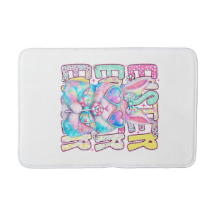 Happy Easter Bunny Coquette Bow Preppy Easter Day  Bath Mat