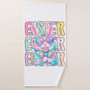 Happy Easter Bunny Coquette Bow Preppy Easter Day  Bath Towel