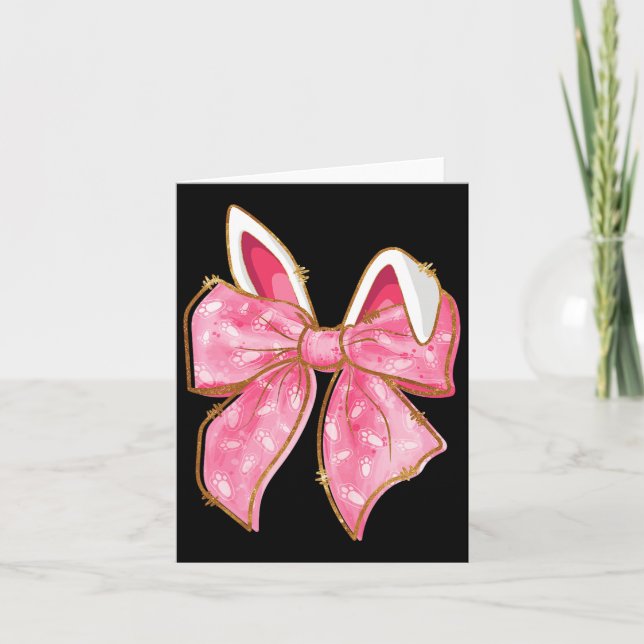 Happy Easter Bunny Coquette Bow Rabbit Ears Women  Card (Front)