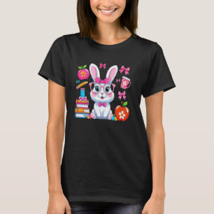 Happy Easter Bunny Coquette Bow Teacher Easter Gir T-Shirt
