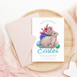 Happy Easter Bunny Customisable Flat Holiday Card