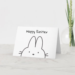 Happy Easter Bunny Cute Simple Black and White Card