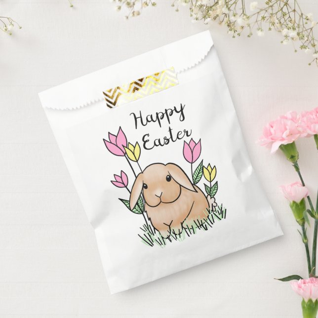 Happy Easter Bunny Cute Spring Flowers Favour Bags (Sealed)