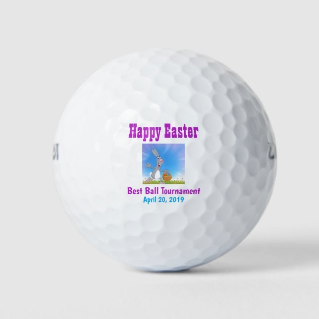 Happy Easter Bunny Cute Tournament Outing Golf Balls (Front)