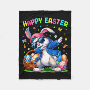 Happy Easter Bunny Dabbing Funny Easter Day Women Fleece Blanket