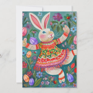 Happy Easter Bunny Dance Holiday Card