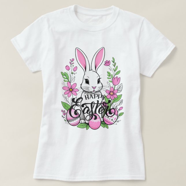 Happy Easter Bunny (dark Pink) T-Shirt (Design Front)