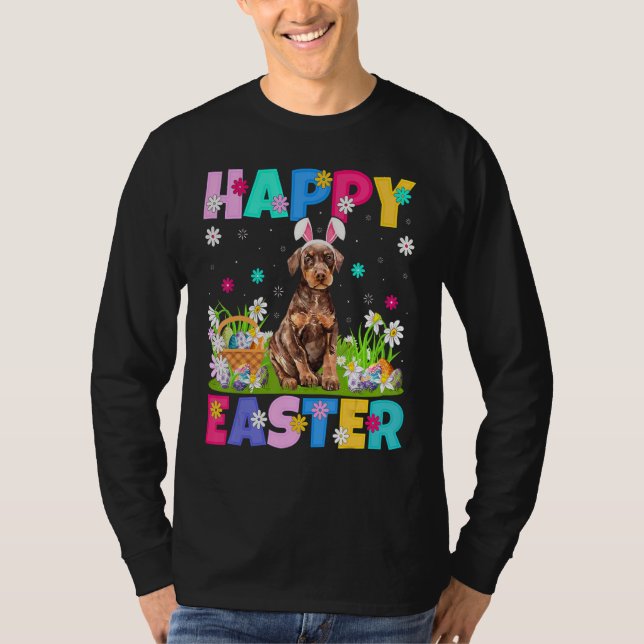Happy Easter Bunny Doberman Pinscher Dog Easter Su T-Shirt (Front)