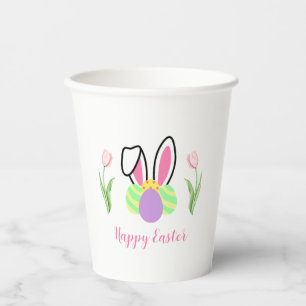 Happy Easter Bunny Ears and Eggs Party Paper Cups