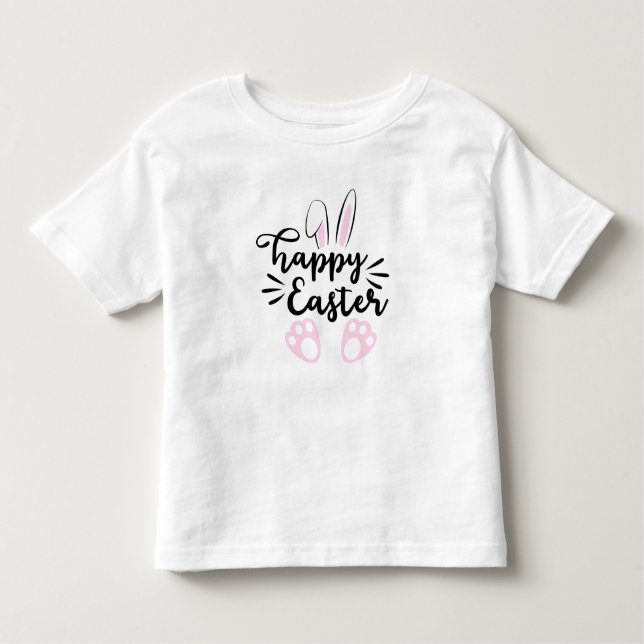 Happy Easter Bunny Ears and Feet Toddler T-Shirt (Front)