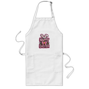 Happy Easter Bunny Ears Cute Carrot Bow Funny East Long Apron