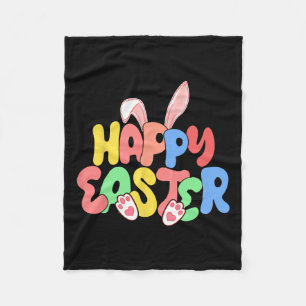 Happy Easter Bunny Ears Egg Hunting  Fleece Blanket