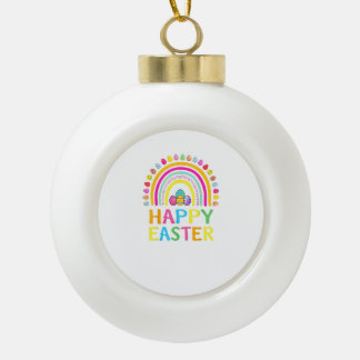 Happy Easter Bunny Easter Egg Hunt Easter Women Gi Ceramic Ball Christmas Ornament