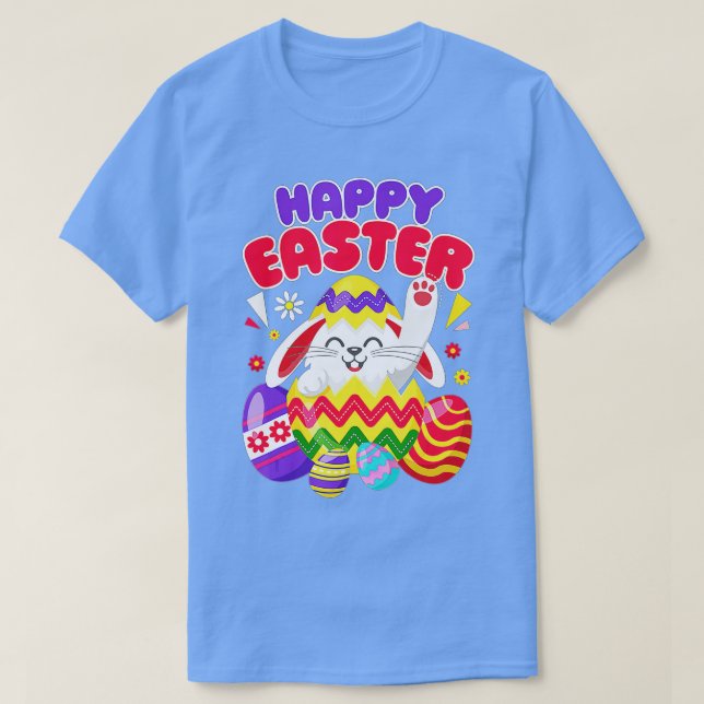 Happy Easter Bunny Easter Eggs  T-Shirt (Design Front)