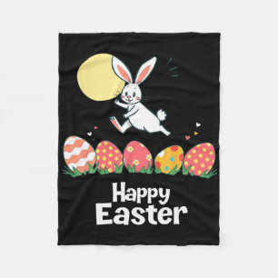Happy Easter Bunny Easter Outfit Egg Nest Flower R Fleece Blanket