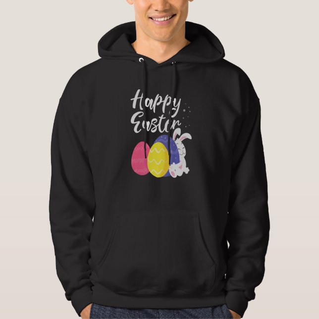 Happy Easter Bunny Egg Basket  Hoodie (Front)