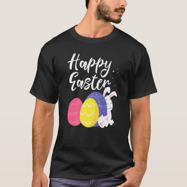 Happy Easter Bunny Egg Basket  T-Shirt (Front)