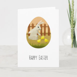 Happy Easter Bunny Egg Chicks Holiday Card