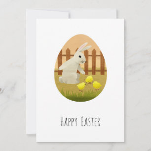 Happy Easter Bunny Egg Chicks Holiday Card