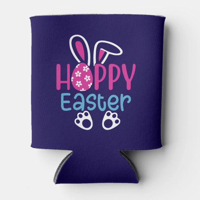 Happy Easter Bunny Egg Cute Spring Design Can Cooler (Front)