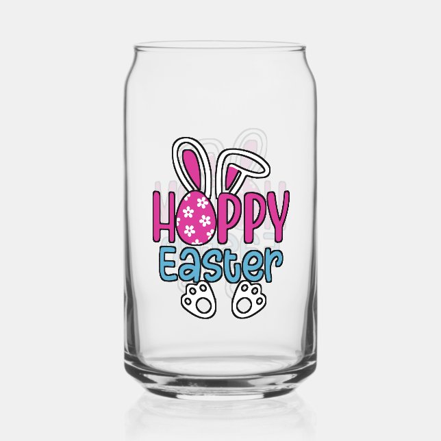 Happy Easter Bunny Egg Cute Spring Design Can Glass (Back)