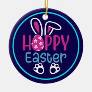 Happy Easter Bunny Egg Cute Spring Design Ceramic Tree Decoration