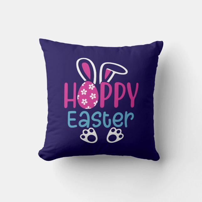 Happy Easter Bunny Egg Cute Spring Design Cushion (Front)