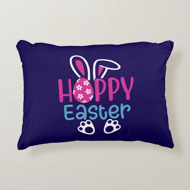 Happy Easter Bunny Egg Cute Spring Design Decorative Cushion (Front)