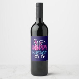 Happy Easter Bunny Egg Cute Spring Design Wine Label