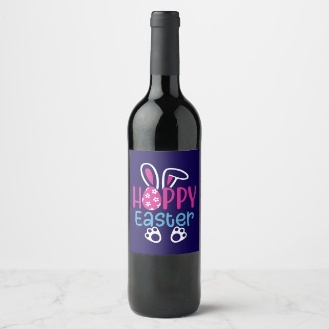 Happy Easter Bunny Egg Cute Spring Design Wine Label (Front)
