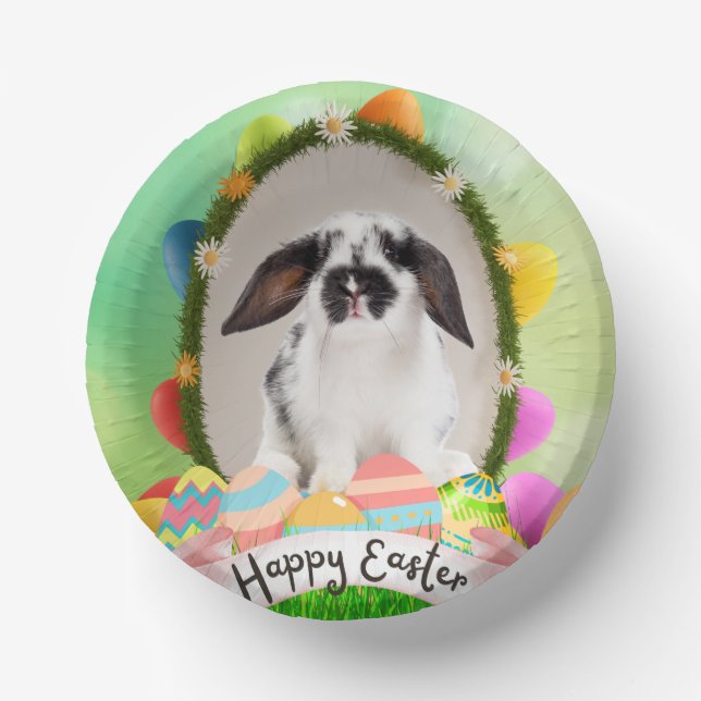 Happy Easter bunny, egg design Paper Plate (Front)
