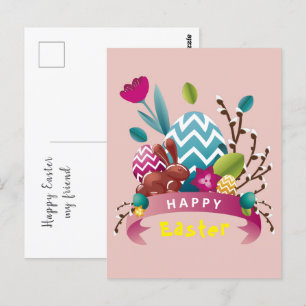 Happy Easter bunny, egg design Postcard