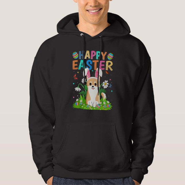 Happy Easter Bunny Egg Funny Akita Inu Dog Easter  Hoodie (Front)