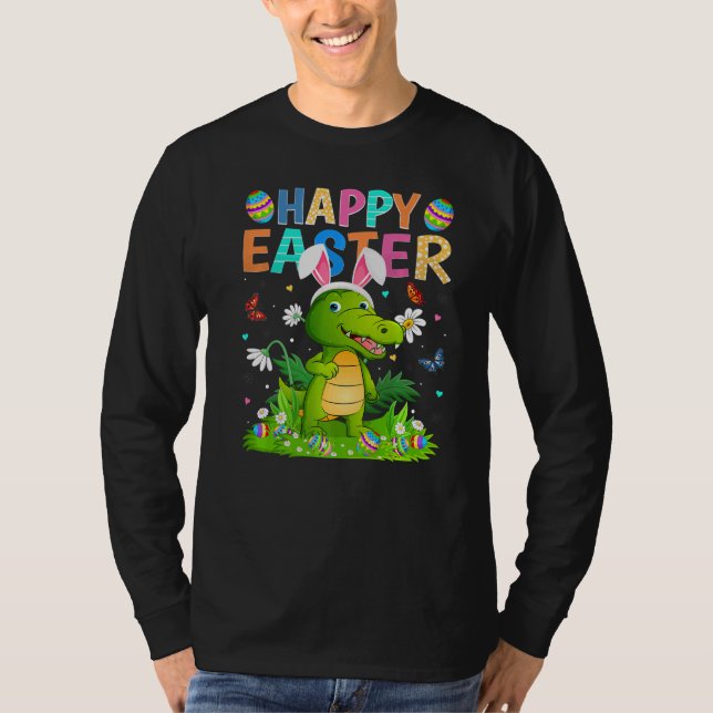 Happy Easter Bunny Egg Funny Alligator Easter Sund T-Shirt (Front)