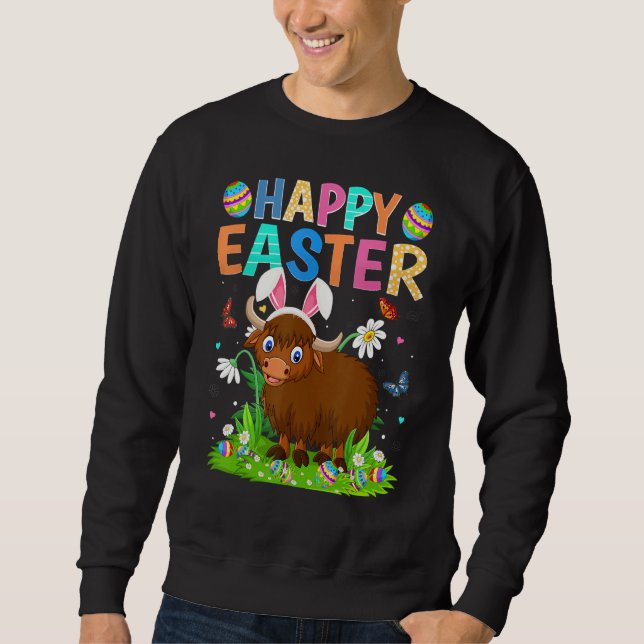 Happy Easter Bunny Egg Funny Buffalo Easter Sunday Sweatshirt (Front)