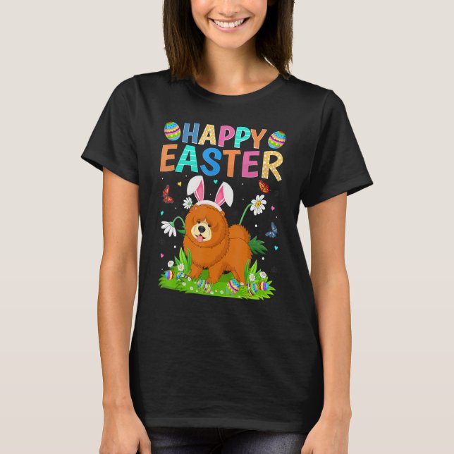 Happy Easter Bunny Egg Funny Chow Chow Dog Easter  T-Shirt (Front)