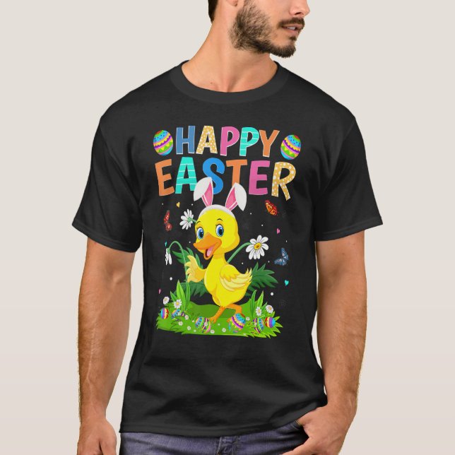 Happy Easter Bunny Egg Funny Duck Bird Easter Sund T-Shirt (Front)