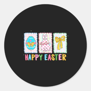 Happy easter bunny egg funny for kids boy girl classic round sticker