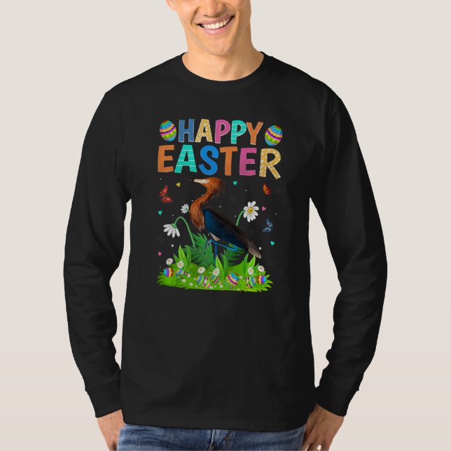 Happy Easter Bunny Egg Funny Heron Bird Easter Sun T-Shirt (Front)