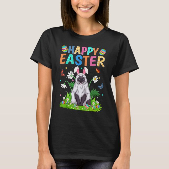 Happy Easter Bunny Egg Funny Himalayan Cat Easter  T-Shirt (Front)