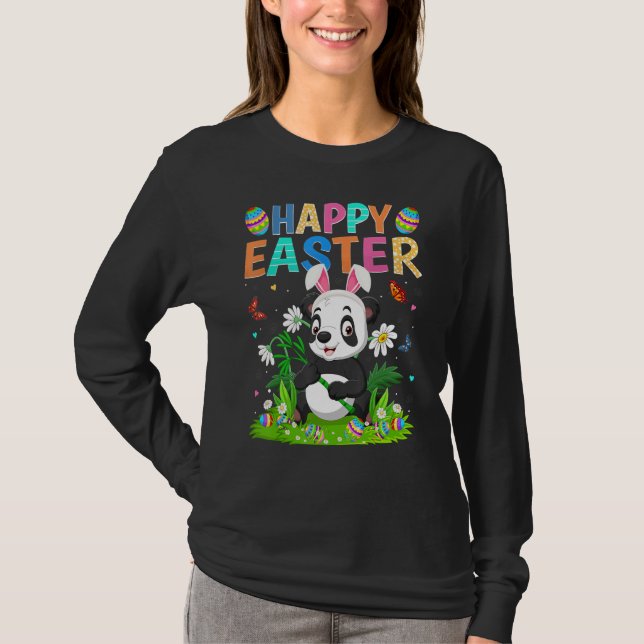 Happy Easter Bunny Egg Funny Panda Easter Sunday T-Shirt (Front)