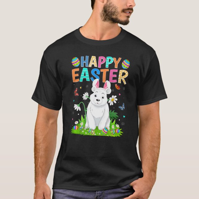 Happy Easter Bunny Egg Funny Polar Bear Easter Sun T-Shirt (Front)