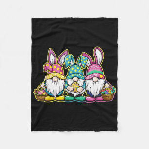 Happy Easter Bunny Egg Hunting And Bysket Gnome Ea Fleece Blanket