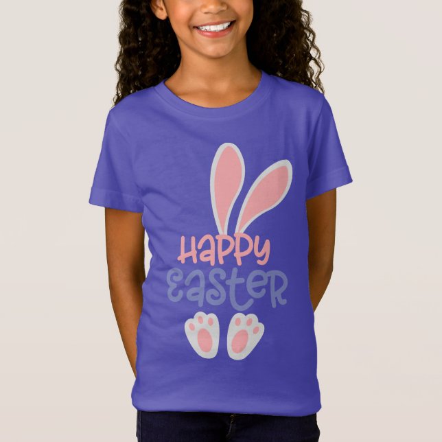happy easter bunny egg religious design funny kids T-Shirt (Front)