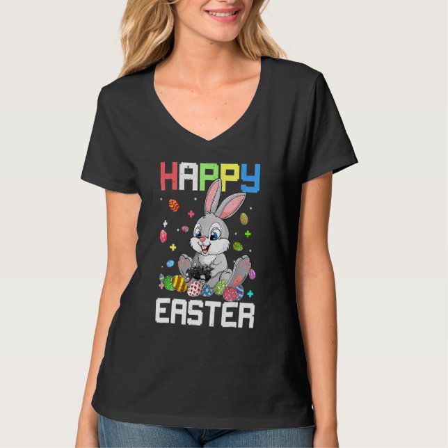 Happy Easter Bunny Egg Video Game Boys Kids Men Ea T-Shirt (Front)