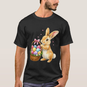 Happy easter bunny eggs basket cute rabbit men T-Shirt