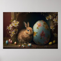 Happy Easter bunny eggs Poster