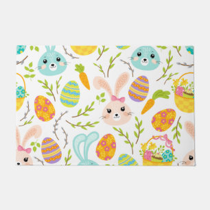 Happy Easter Bunny Eggs, Spring Pattern Gift Doormat